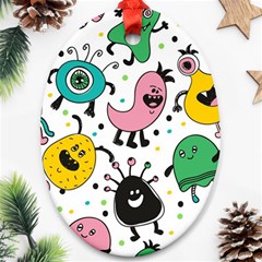 Funny Monster Pattern Oval Ornament (two Sides)