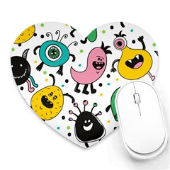 Funny Monster Pattern Heart Mousepad by Pakjumat