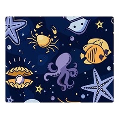 Marine Seamless Pattern Thin Line Memphis Style Premium Plush Fleece Blanket (large) by Pakjumat