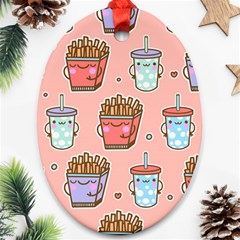 Cute Kawaii Food Seamless Pattern Ornament (oval)