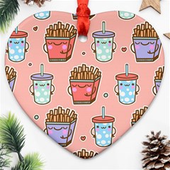 Cute Kawaii Food Seamless Pattern Ornament (heart)