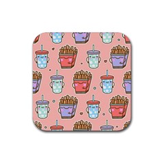 Cute Kawaii Food Seamless Pattern Rubber Coaster (square) by Pakjumat