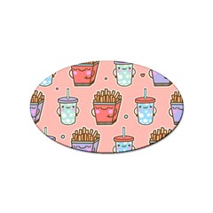 Cute Kawaii Food Seamless Pattern Sticker (oval) by Pakjumat