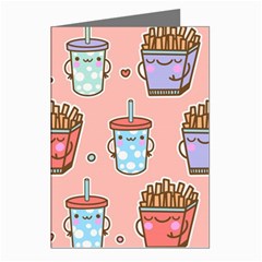 Cute Kawaii Food Seamless Pattern Greeting Cards (pkg Of 8)