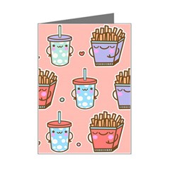 Cute Kawaii Food Seamless Pattern Mini Greeting Card by Pakjumat