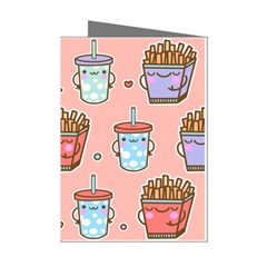 Cute Kawaii Food Seamless Pattern Mini Greeting Cards (pkg Of 8)