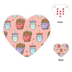 Cute Kawaii Food Seamless Pattern Playing Cards Single Design (heart)