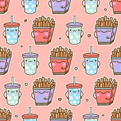 Cute Kawaii Food Seamless Pattern Play Mat (rectangle) by Pakjumat