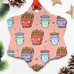 Cute Kawaii Food Seamless Pattern Snowflake Ornament (two Sides)