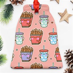 Cute Kawaii Food Seamless Pattern Bell Ornament (two Sides)