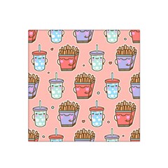 Cute Kawaii Food Seamless Pattern Satin Bandana Scarf 22  X 22  by Pakjumat