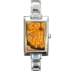 Lime Water Bubbles Macro Light Detail Background Rectangle Italian Charm Watch by Pakjumat