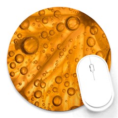 Lime Water Bubbles Macro Light Detail Background Round Mousepad by Pakjumat