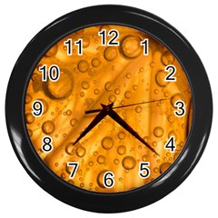 Lime Water Bubbles Macro Light Detail Background Wall Clock (black) by Pakjumat