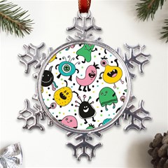 Funny Monster Pattern Metal Large Snowflake Ornament by Pakjumat