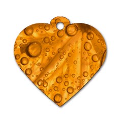 Lime Water Bubbles Macro Light Detail Background Dog Tag Heart (one Side) by Pakjumat