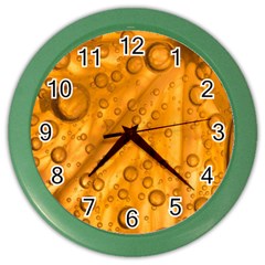 Lime Water Bubbles Macro Light Detail Background Color Wall Clock by Pakjumat