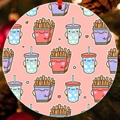 Cute Kawaii Food Seamless Pattern Uv Print Acrylic Ornament Round by Pakjumat