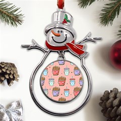 Cute Kawaii Food Seamless Pattern Metal Snowman Ornament