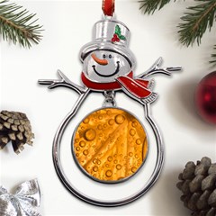 Lime Water Bubbles Macro Light Detail Background Metal Snowman Ornament