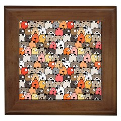 Cute Dog Seamless Pattern Background Framed Tile by Pakjumat