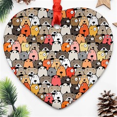 Cute Dog Seamless Pattern Background Ornament (heart)