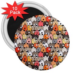 Cute Dog Seamless Pattern Background 3  Magnets (10 Pack)  by Pakjumat