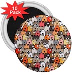 Cute Dog Seamless Pattern Background 3  Magnets (10 pack)  Front