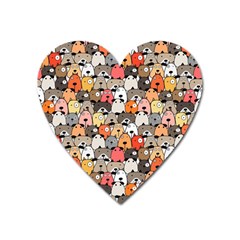 Cute Dog Seamless Pattern Background Heart Magnet by Pakjumat