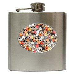 Cute Dog Seamless Pattern Background Hip Flask (6 Oz) by Pakjumat