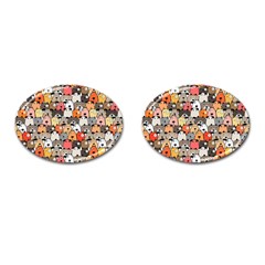 Cute Dog Seamless Pattern Background Cufflinks (oval) by Pakjumat