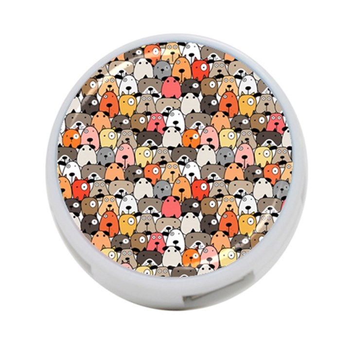 Cute Dog Seamless Pattern Background 4-Port USB Hub (One Side)