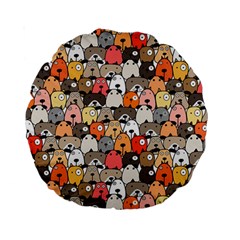 Cute Dog Seamless Pattern Background Standard 15  Premium Round Cushions by Pakjumat