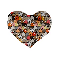 Cute Dog Seamless Pattern Background Standard 16  Premium Flano Heart Shape Cushions by Pakjumat