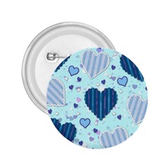 Hearts Pattern Paper Wallpaper Blue Background 2.25  Buttons