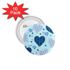 Hearts Pattern Paper Wallpaper Blue Background 1 75  Buttons (10 Pack) by Pakjumat