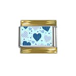 Hearts Pattern Paper Wallpaper Blue Background Gold Trim Italian Charm (9mm) Front