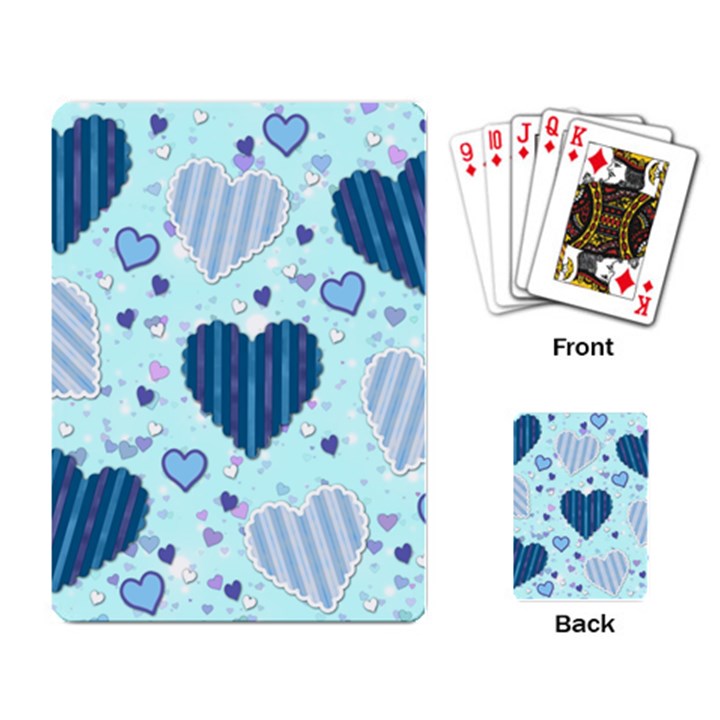 Hearts Pattern Paper Wallpaper Blue Background Playing Cards Single Design (Rectangle)