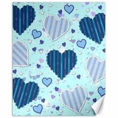 Hearts Pattern Paper Wallpaper Blue Background Canvas 16  X 20 