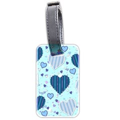 Hearts Pattern Paper Wallpaper Blue Background Luggage Tag (two Sides) by Pakjumat