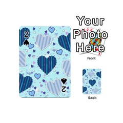 Hearts Pattern Paper Wallpaper Blue Background Playing Cards 54 Designs (mini)