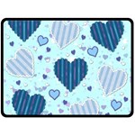 Hearts Pattern Paper Wallpaper Blue Background Two Sides Fleece Blanket (Large) 80 x60  Blanket Front