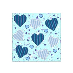 Hearts Pattern Paper Wallpaper Blue Background Satin Bandana Scarf 22  x 22 