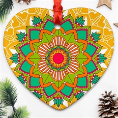 Mandala Patterns Yellow Ornament (heart)