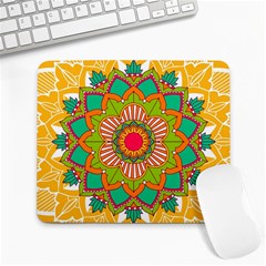 Mandala Patterns Yellow Large Mousepad by Pakjumat