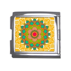 Mandala Patterns Yellow Mega Link Italian Charm (18mm) by Pakjumat