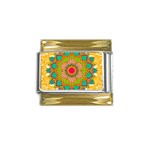 Mandala Patterns Yellow Gold Trim Italian Charm (9mm) Front