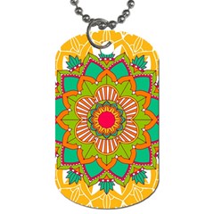 Mandala Patterns Yellow Dog Tag (one Side) by Pakjumat