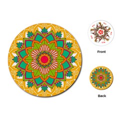 Mandala Patterns Yellow Playing Cards Single Design (round)