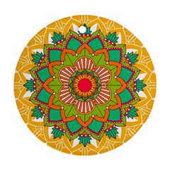 Mandala Patterns Yellow Round Ornament (two Sides)